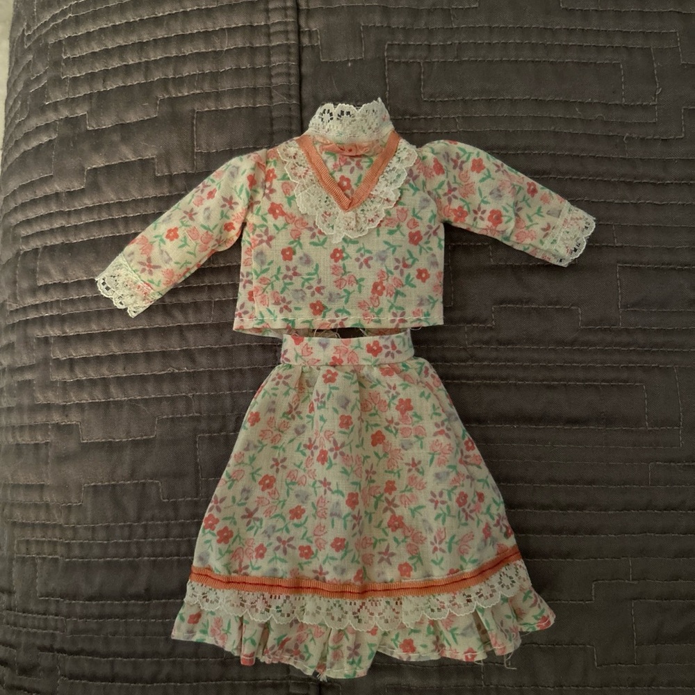 Vintage Barbie Flowered Skirt And Top